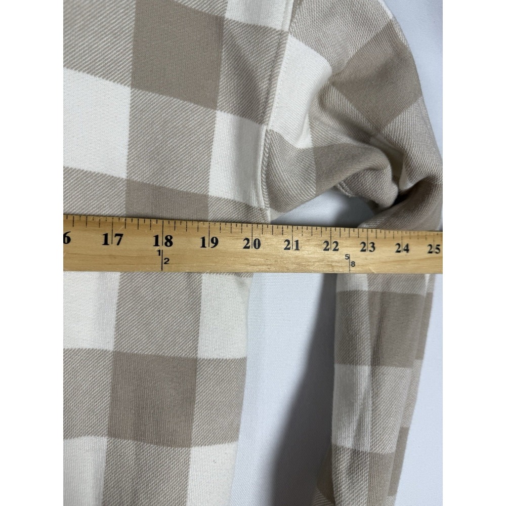 Polo Ralph Lauren Polo Bear Hoodie Women's Medium Tan Buffalo Plaid Pullover - Picture 6 of 6